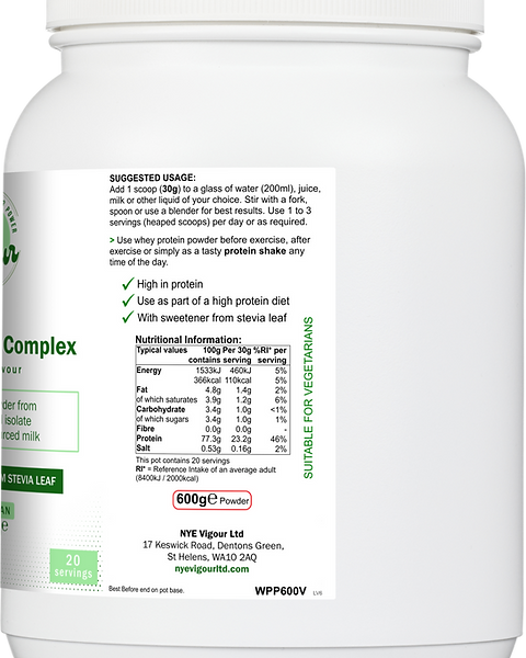 NYE Vanilla-Whey Complex Vanilla Flavour Protein for Optimal Nutrition and Taste