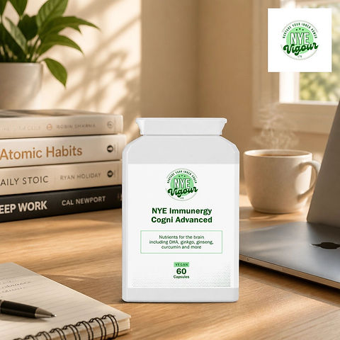 NYE Immunergy Cogni Advanced Vitamin Fitness Healthcare Supplement with DHA Ginkgo Ginseng Curcumin for Brain Health and Cognitive Function - Natural, Zinc