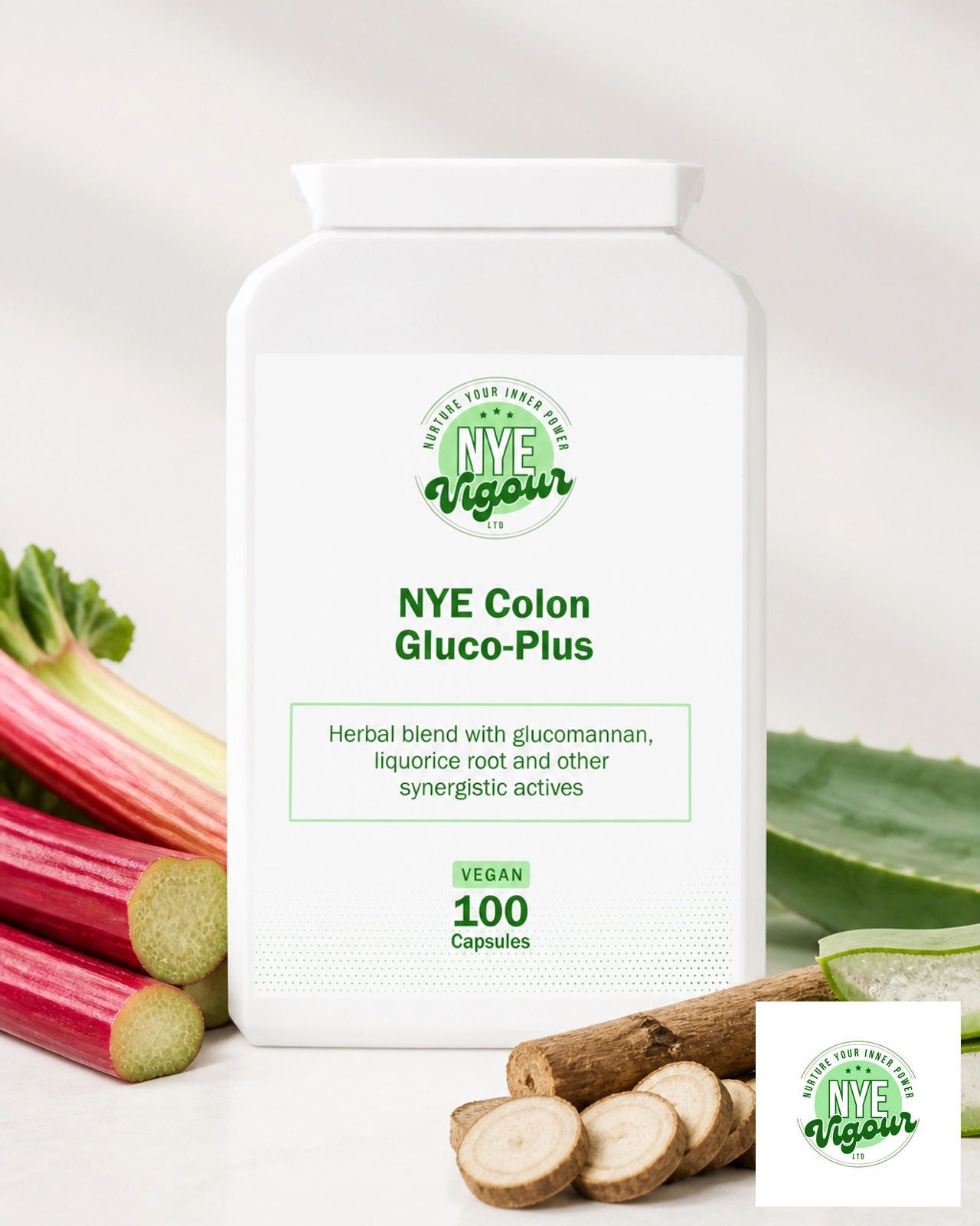 NYE Vigour Colon Gluco-Plus Herbal Formula with Burdock Root & Cayenne Pepper for Digestion & Heart Health - Supports Cholesterol & Blood Sugar