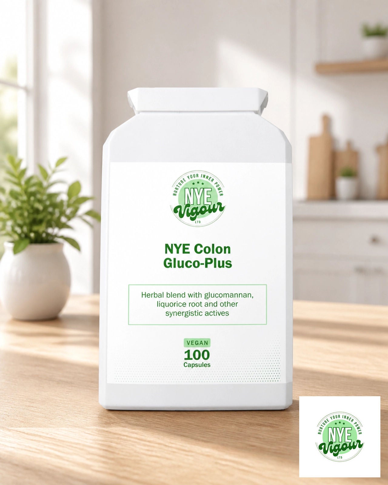NYE Vigour Colon Gluco-Plus Herbal Formula with Burdock Root & Cayenne Pepper for Digestion & Heart Health - Supports Cholesterol & Blood Sugar