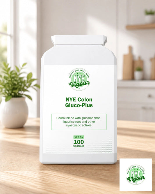 NYE Vigour Colon Gluco-Plus Herbal Formula with Burdock Root & Cayenne Pepper for Digestion & Heart Health - Supports Cholesterol & Blood Sugar
