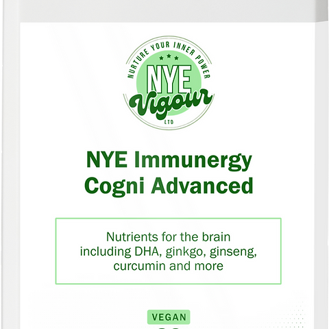NYE Immunergy Cogni Advanced Vitamin Fitness Healthcare Supplement with DHA Ginkgo Ginseng Curcumin for Brain Health and Cognitive Function - Natural, Zinc