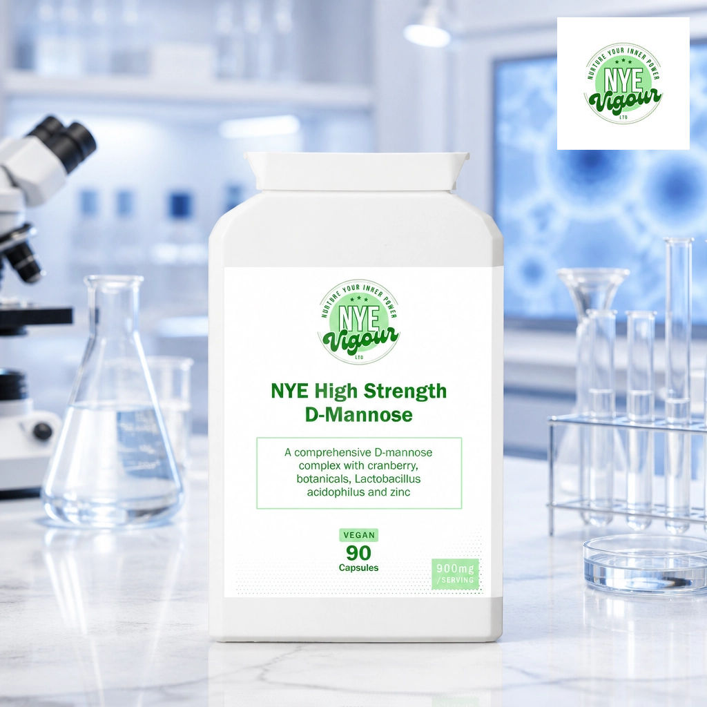 NYE Vigour High Strength D-Mannose Vegan 90 Capsules with Cranberry Botanicals Lactobacillus Acidophilus and Zinc