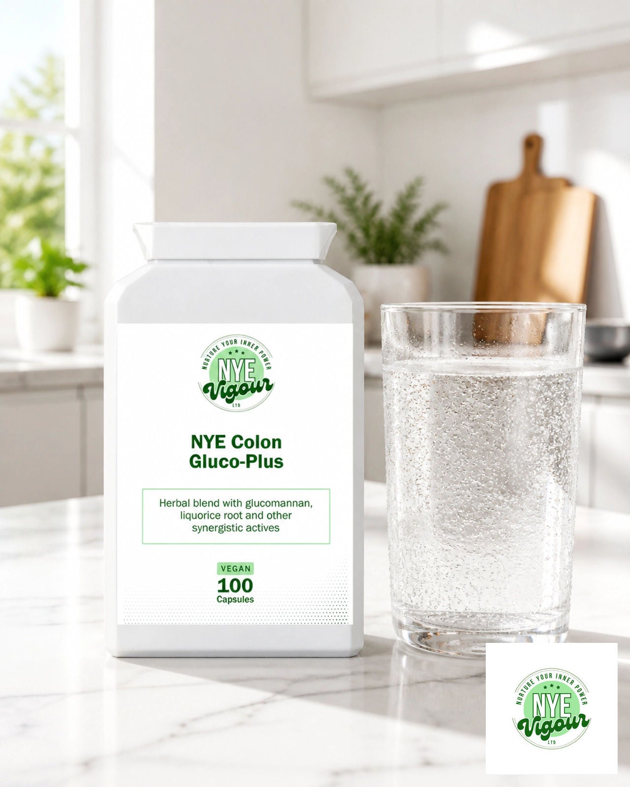 NYE Vigour Colon Gluco-Plus Herbal Formula with Burdock Root & Cayenne Pepper for Digestion & Heart Health - Supports Cholesterol & Blood Sugar