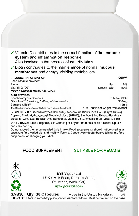 NYE Saccharomyces Boulardii - Premium Probiotic Supplement for Digestive Health Support