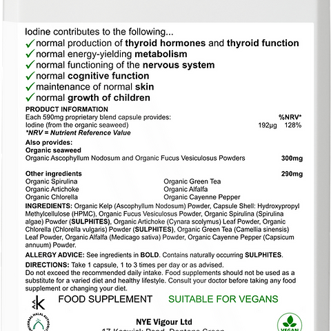 NYE Vigour Ltd NYE Organic Seaweed Advanced - Vegan Food-Approved Blend with Nutritious Synergistic Herbs